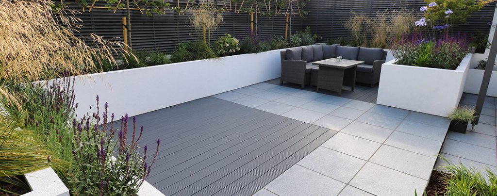 Composite deck, granite paving